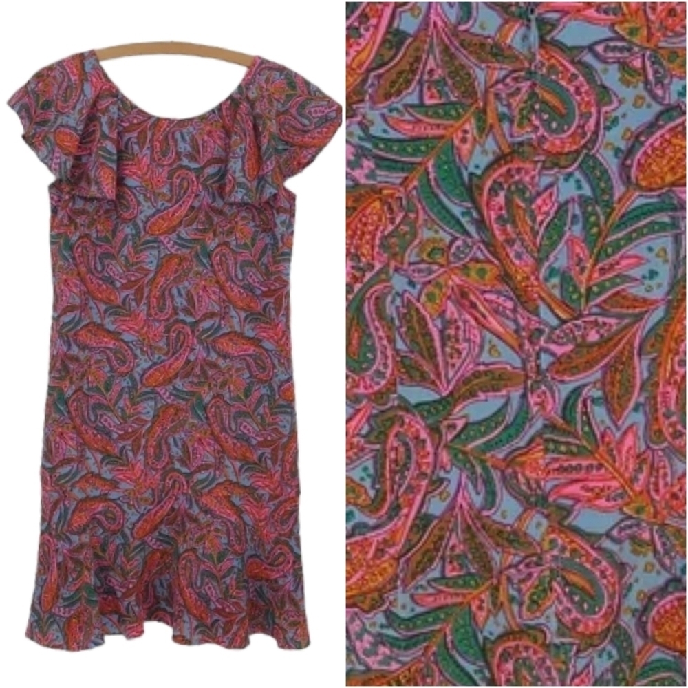 J Crew Paisley Printed Silk Dress